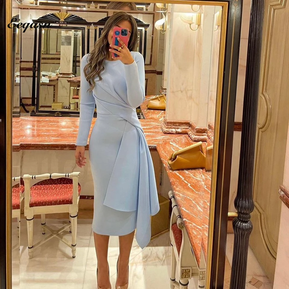 Light Blue Mermaid Prom Dresses Long Sleeves Stretch Satin Pleat Formal Occasion Dress Bodycon Dinner Saudi Dubai 2024
Light Blue Mermaid Prom Dresses Long Sleeves Stretch Satin Pleat Formal Occasion Dress Bodycon Dinner Saudi Dubai 2024