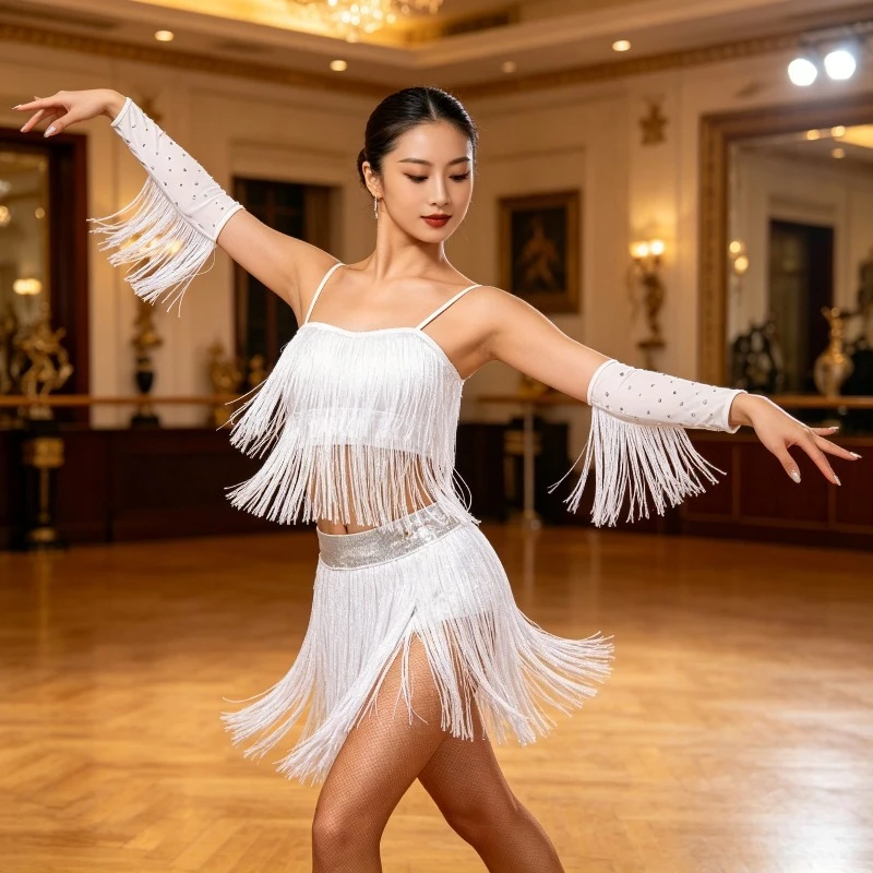 Women Latin Dance Costume Sequined Fringe Tube Top Tassel Belly Dance Competition Party Club Wear performance accessories
Women Latin Dance Costume Sequined Fringe Tube Top Tassel Belly Dance Competition Party Club Wear performance accessories