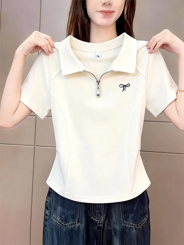 Stylish Collared Short Sleeve T-Shirt Women's Fashionable Versatile Summer 2026 Casual Fit Basic Style Ladies' Top
Stylish Collared Short Sleeve T-Shirt Women's Fashionable Versatile Summer 2026 Casual Fit Basic Style Ladies' Top