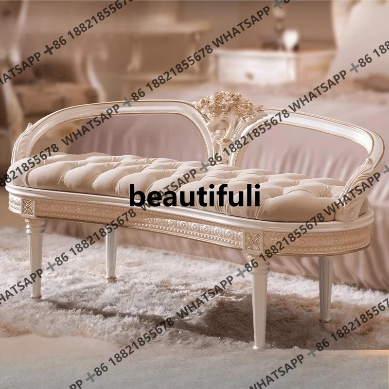 French aft stool solid wood bedroom fabric leisure chair European shoe changing stool
French aft stool solid wood bedroom fabric leisure chair European shoe changing stool