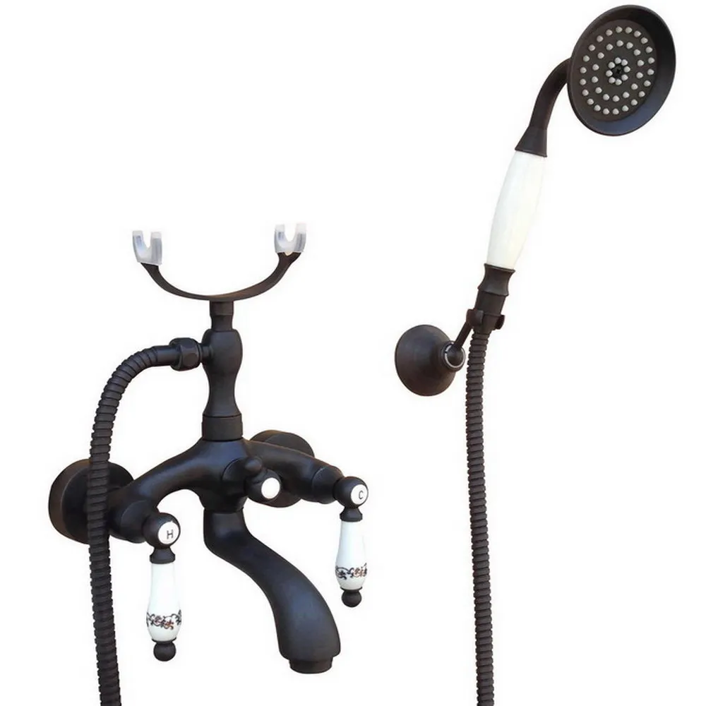 Black Oil Rubbed Wall Mounted Bathroom Shower Bathtub Faucet Set Dual Ceramic Handle Mixer Tap + Handheld Spray Shower Ltf572
Black Oil Rubbed Wall Mounted Bathroom Shower Bathtub Faucet Set Dual Ceramic Handle Mixer Tap + Handheld Spray Shower Ltf572