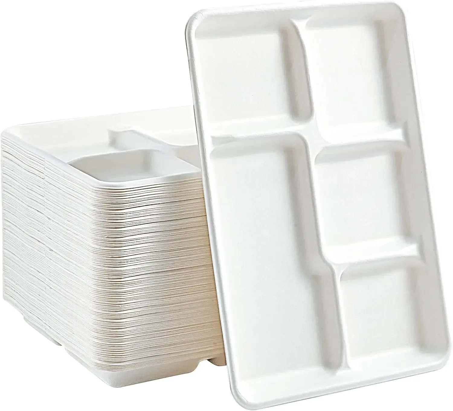 100% Compostable 5 Compartment Paper Plates, 100 Pack, 12.5 x 8.6 inch Disposable School Lunch Trays, Eco-Friendly Bagasse
100% Compostable 5 Compartment Paper Plates, 100 Pack, 12.5 x 8.6 inch Disposable School Lunch Trays, Eco-Friendly Bagasse