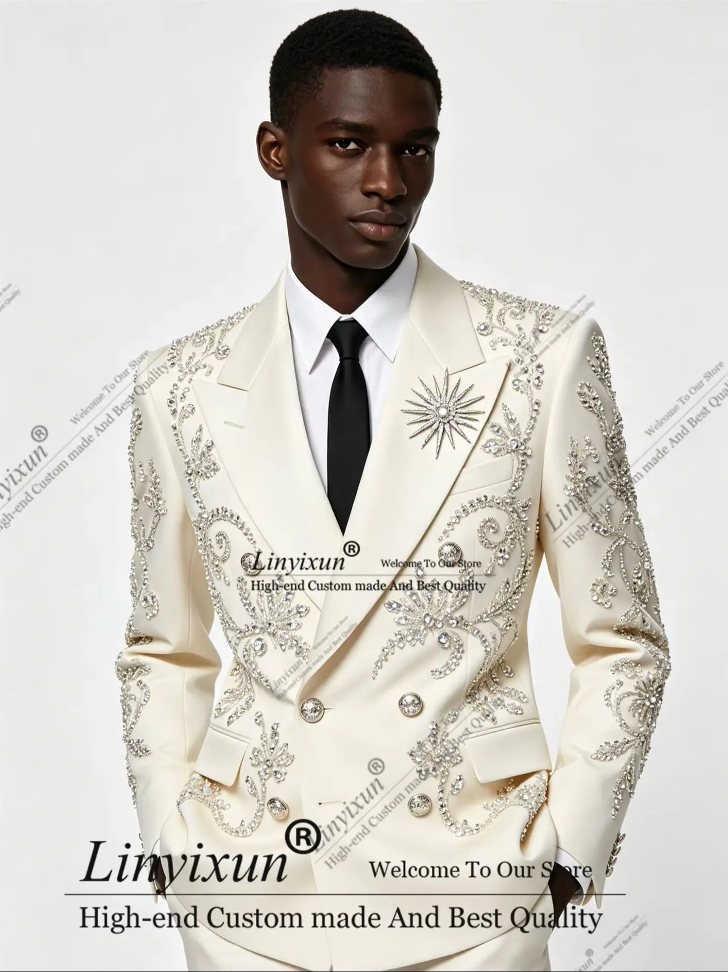 Luxury Diamond Beaded Suits Men For Wedding Single Breasted Jacket Pants 2 Piece Sets Terno Masculinos Man Banquet ropa hombre
Luxury Diamond Beaded Suits Men For Wedding Single Breasted Jacket Pants 2 Piece Sets Terno Masculinos Man Banquet ropa hombre