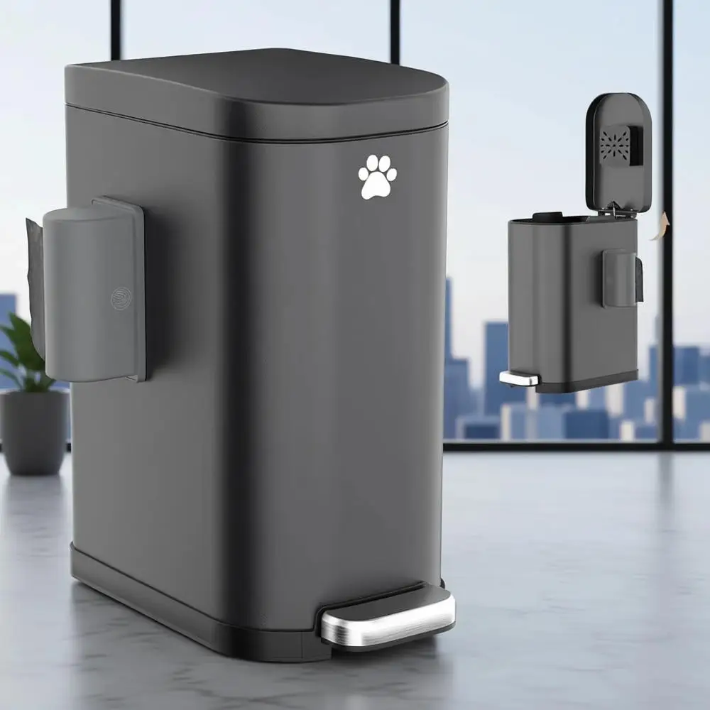 3.2 Gallon Stainless Steel Outdoor Trash Can with Odor-Control Lid, Step Pedal, and Carbon Filters for Dog Waste
3.2 Gallon Stainless Steel Outdoor Trash Can with Odor-Control Lid, Step Pedal, and Carbon Filters for Dog Waste