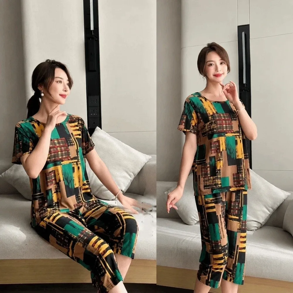 Fashion Plus Size Elderly T-shirt Sets Stripe Short-sleeved Casual Loungewear Set Loose Summer Mother's Pajamas Old People
Fashion Plus Size Elderly T-shirt Sets Stripe Short-sleeved Casual Loungewear Set Loose Summer Mother's Pajamas Old People