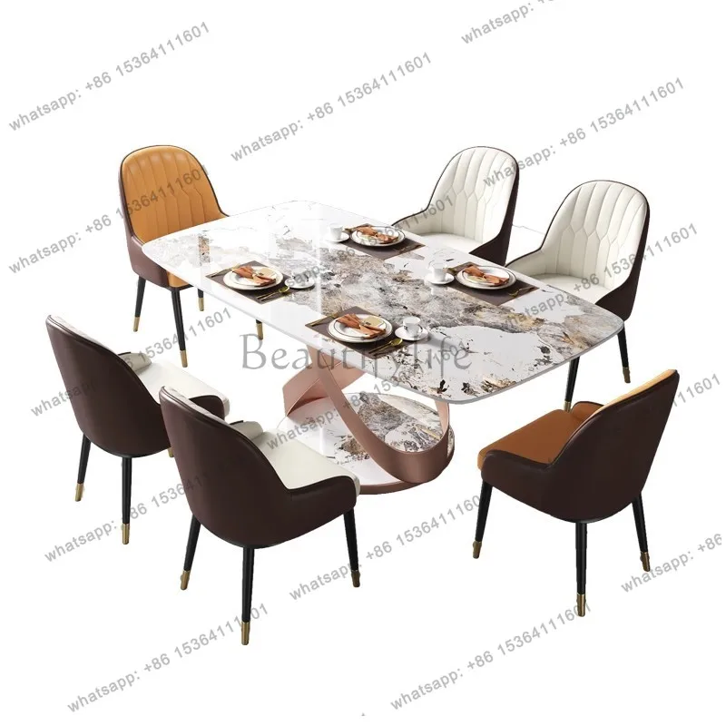 Modern light luxury rock slab dining table restaurant household simple rectangular size apartment
Modern light luxury rock slab dining table restaurant household simple rectangular size apartment