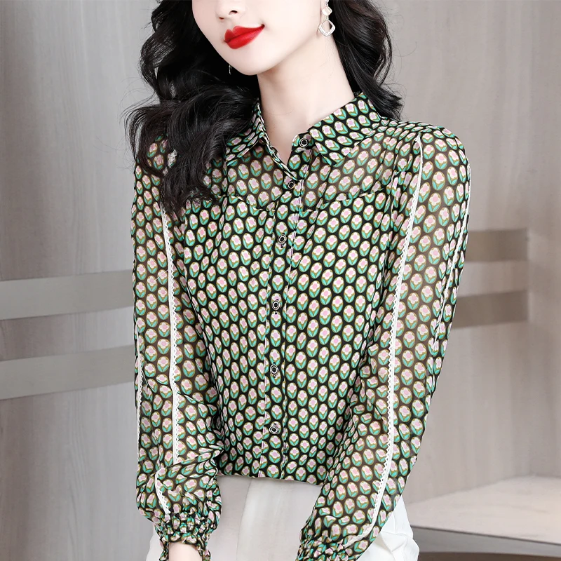 2023 Spring and Summer New Polo Neck Dot Print Shirt Slim Shirt Long Sleeve Casual Top Women's Temperament Slim Shirt
2023 Spring and Summer New Polo Neck Dot Print Shirt Slim Shirt Long Sleeve Casual Top Women's Temperament Slim Shirt