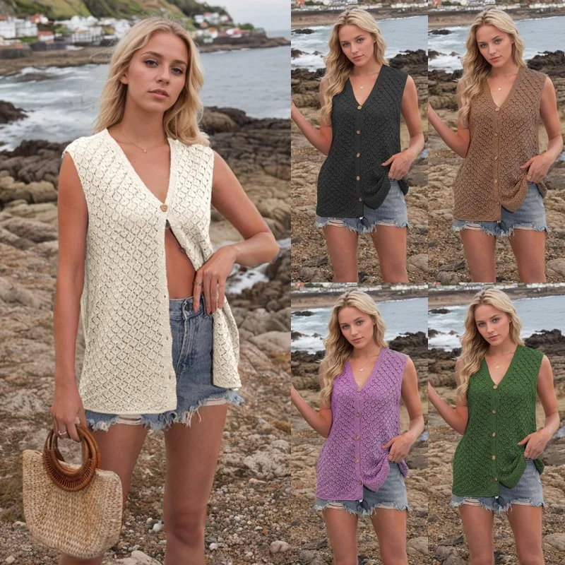 2025 Summer New Women's Knit Sleeveless Vest V-Neck Button Down Tank Top, Casual Beach Wear Temu/Amazon Best Seller
2025 Summer New Women's Knit Sleeveless Vest V-Neck Button Down Tank Top, Casual Beach Wear Temu/Amazon Best Seller