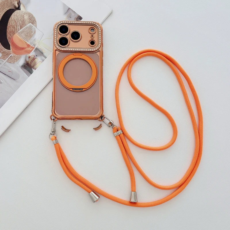Luxurious sparkling diamond magnetic rotating bracket diagonal suspension rope for iPhone 13 14 15 16 17 Pro Max anti drop case
Luxurious sparkling diamond magnetic rotating bracket diagonal suspension rope for iPhone 13 14 15 16 17 Pro Max anti drop case