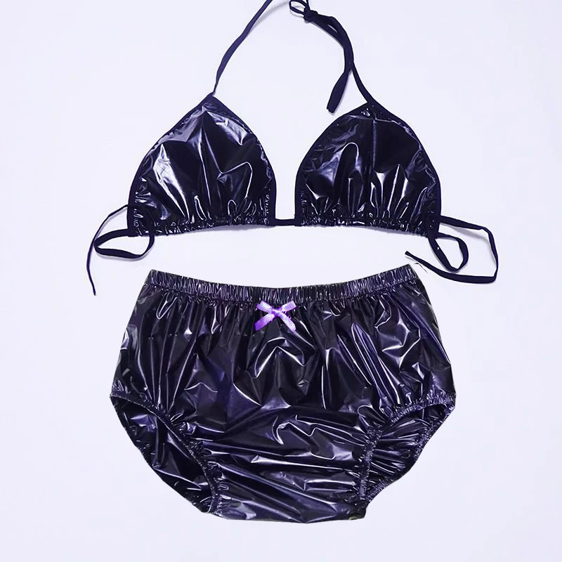 PVC Plastic Bra Underwear Suit Adult Sexy Panties Lingerie Set Non Disposable
PVC Plastic Bra Underwear Suit Adult Sexy Panties Lingerie Set Non Disposable