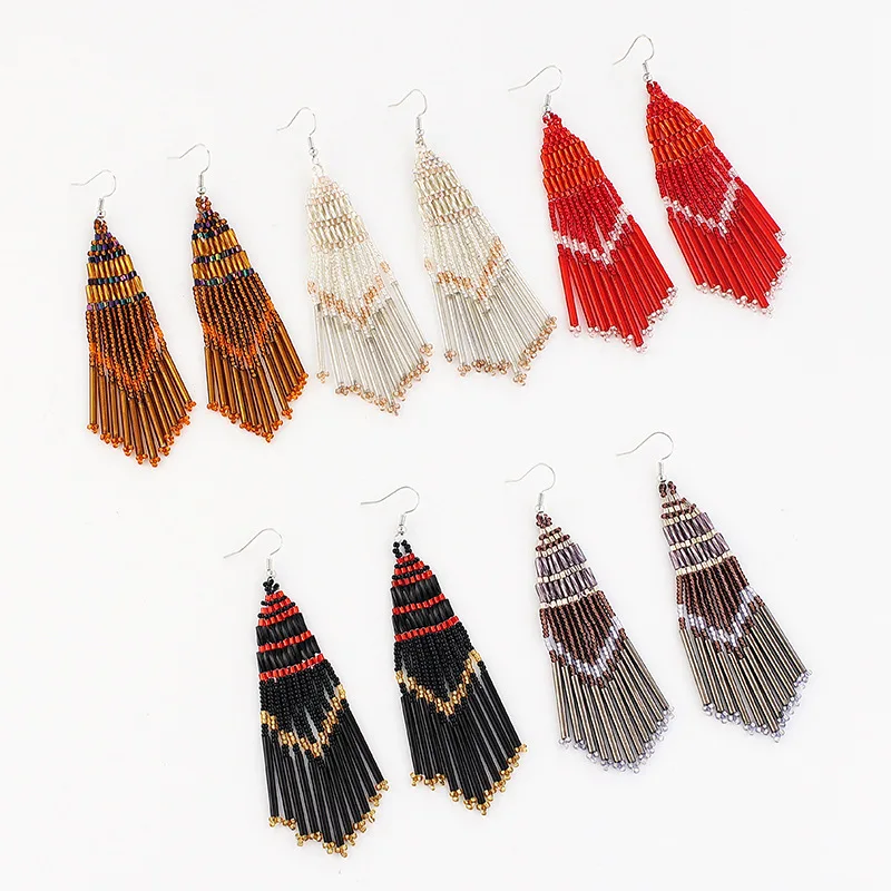 Beaded earrings Tassels Geometry Colour Hand weaving Bohemia Creativity Alloy Female Trend Simple Rice bead earrings
Beaded earrings Tassels Geometry Colour Hand weaving Bohemia Creativity Alloy Female Trend Simple Rice bead earrings