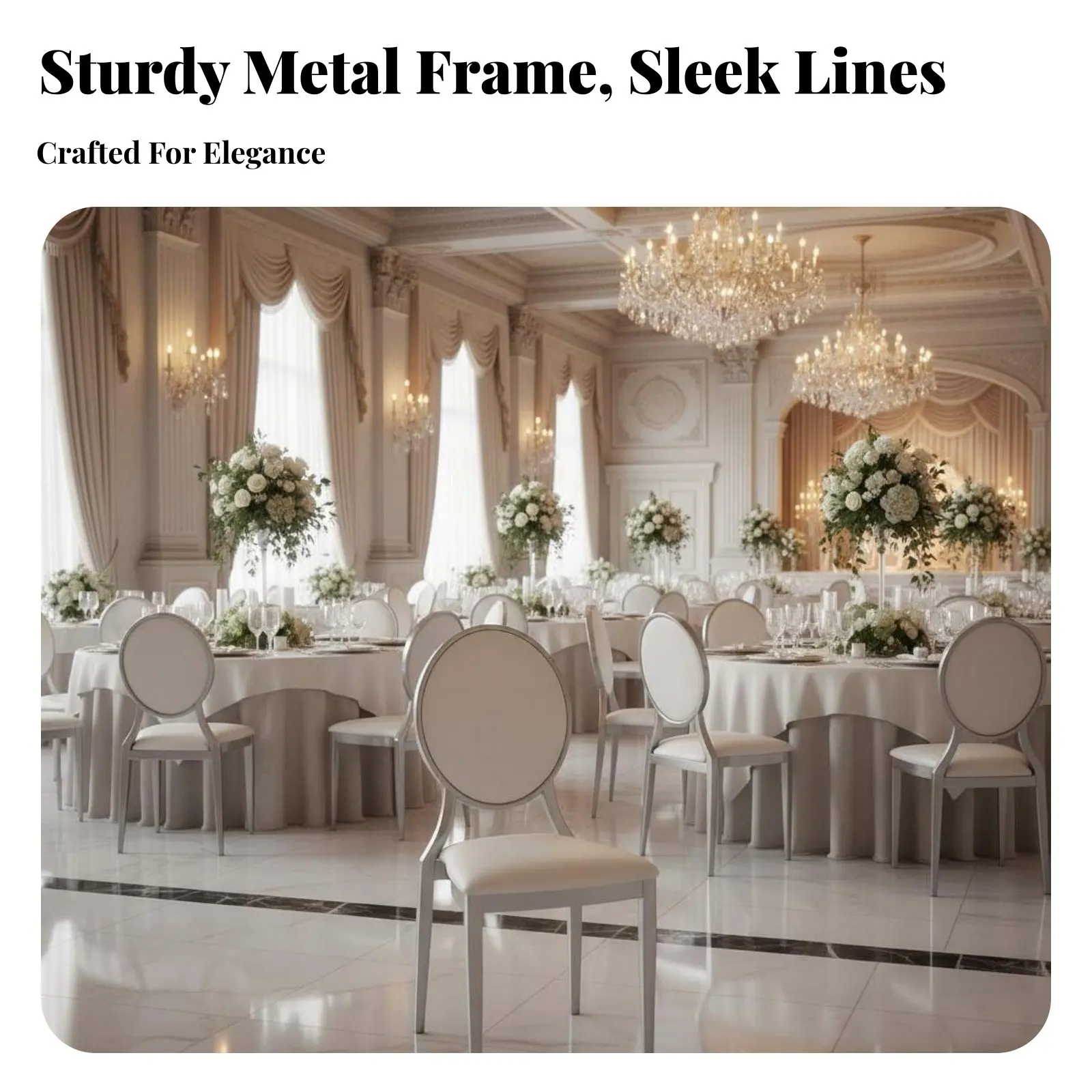 Silver Chiavari Chair Bamboodesign Frame Banquet Seating Electroplated Finish Elegant Design for Caterers, Banquets, Weddings
Silver Chiavari Chair Bamboodesign Frame Banquet Seating Electroplated Finish Elegant Design for Caterers, Banquets, Weddings