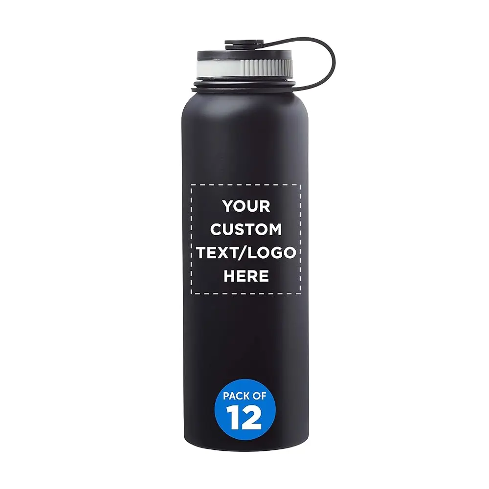 12 Stainl Steel Vacuum Water Bottles Set, 41 Oz. - Customizable Text, Logo - Double Wall - Black
12 Stainl Steel Vacuum Water Bottles Set, 41 Oz. - Customizable Text, Logo - Double Wall - Black