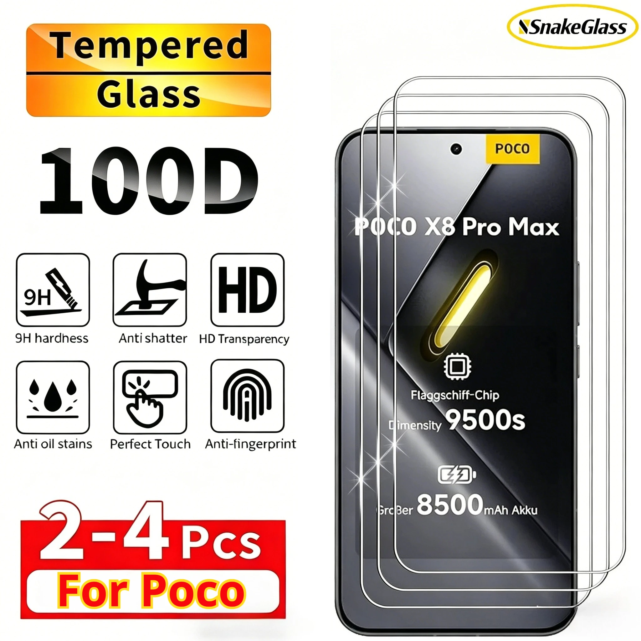 3Pcs High Quality Tempered Glass for Xiaomi Poco X8Pro Max X7Pro X6 X5Pro X4 X3GT Screen Protector Explosion-proof Glass HD Film
3Pcs High Quality Tempered Glass for Xiaomi Poco X8Pro Max X7Pro X6 X5Pro X4 X3GT Screen Protector Explosion-proof Glass HD Film