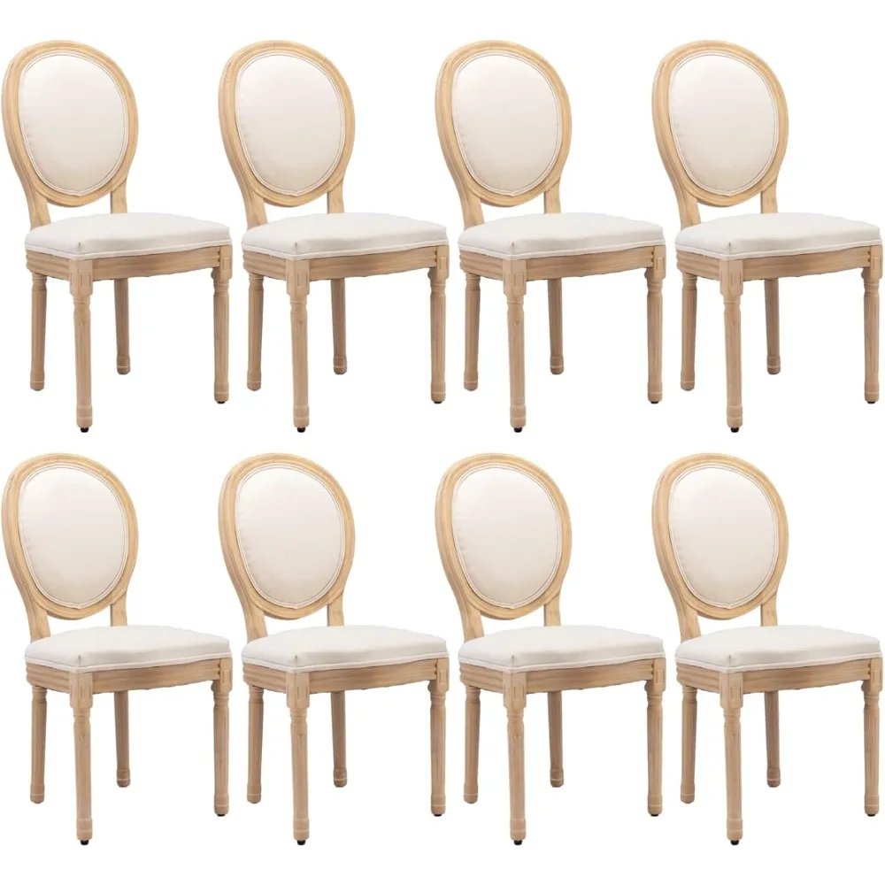 French Country Dining Chairs Set of 8, Vintage Wooden Dining Chairs with Fabric Upholstered Seat&Oval Backrest,Solid Wood Legs&F
French Country Dining Chairs Set of 8, Vintage Wooden Dining Chairs with Fabric Upholstered Seat&Oval Backrest,Solid Wood Legs&F