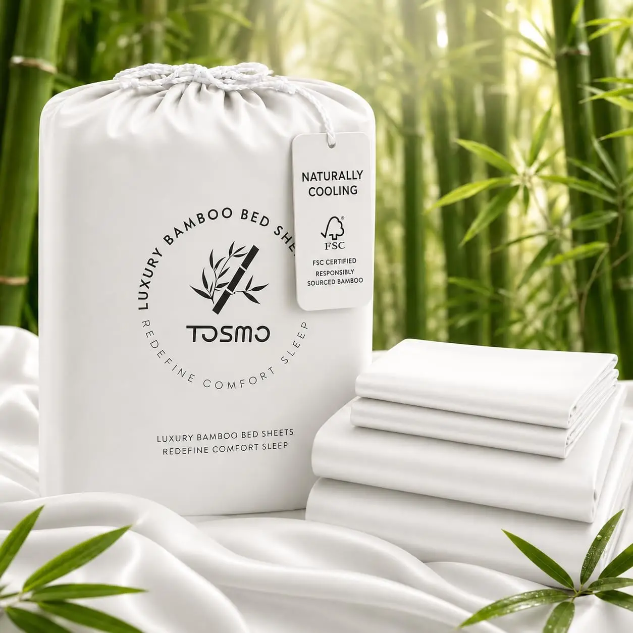 Luxury Cooling Sheet Set - 100% Viscose from Bamboo, 4-Piece Queen Size - 18" Deep Pockets, Oeko-Tex Certified, Silky Soft & Breathable, White
Luxury Cooling Sheet Set - 100% Viscose from Bamboo, 4-Piece Queen Size - 18" Deep Pockets, Oeko-Tex Certified, Silky Soft & Breathable, White