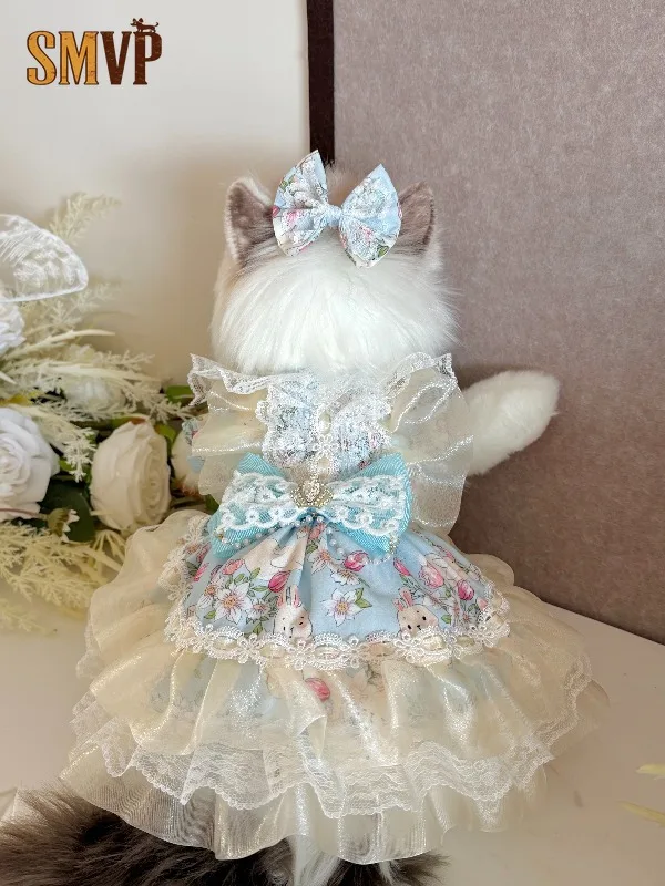 Korean-Style Light Blue Pet Princess Dress Bunny Print with Lace Tulle Ruffles Cute Outfit for Small Dogs and Cats Pet Clothes
Korean-Style Light Blue Pet Princess Dress Bunny Print with Lace Tulle Ruffles Cute Outfit for Small Dogs and Cats Pet Clothes