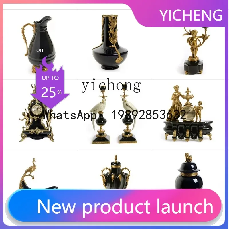 X5 ceramic with copper clock candlestick entrance fireplace high-end model room decoration
X5 ceramic with copper clock candlestick entrance fireplace high-end model room decoration