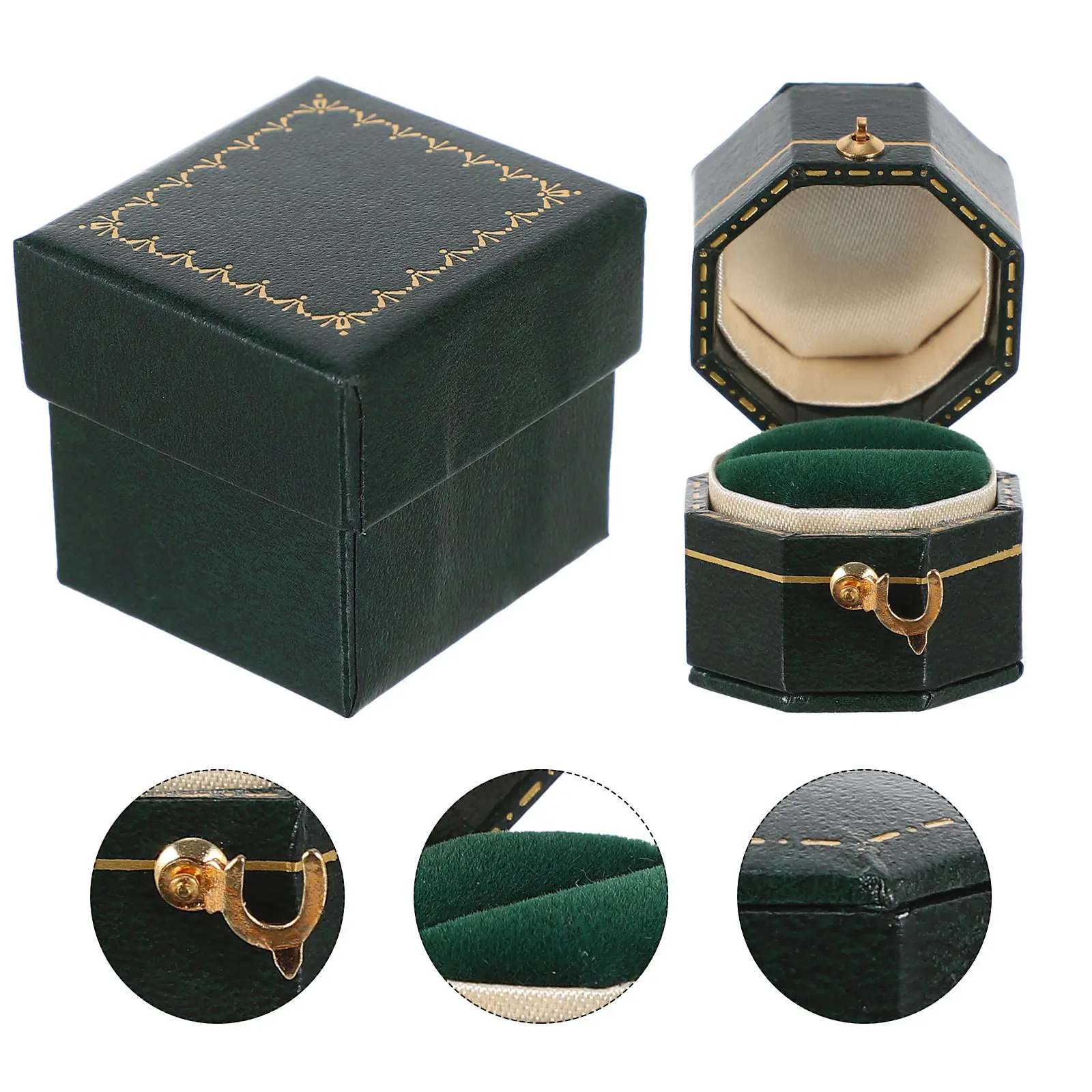 Vintage-Style Octagonal Ring Box Solid Leatherette Jewelry Gift Container for Wedding Engagement Anniversary Valentine's Day
Vintage-Style Octagonal Ring Box Solid Leatherette Jewelry Gift Container for Wedding Engagement Anniversary Valentine's Day