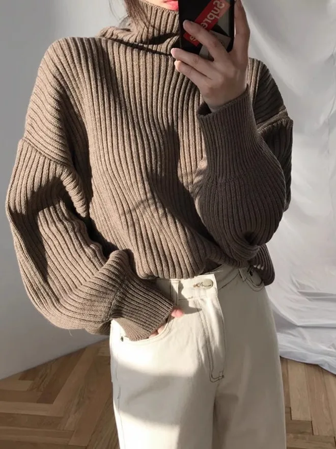High Collar Thiened Knitted Sweater Women's ort Loose Lazy Sle Overhead Khaki Sweater Commute Sle Autumn Winter Women...
High Collar Thiened Knitted Sweater Women's ort Loose Lazy Sle Overhead Khaki Sweater Commute Sle Autumn Winter Women...