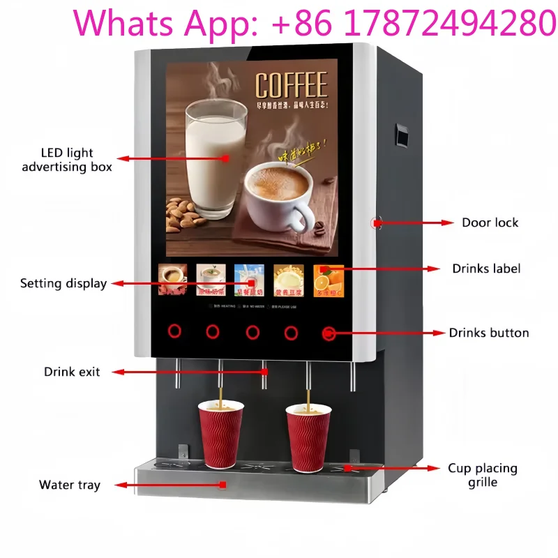 Instant Coffee Maker Vending Machine Commercial Smart Automatic Economical Milk Tea Desktop 5 Hot Flavors
Instant Coffee Maker Vending Machine Commercial Smart Automatic Economical Milk Tea Desktop 5 Hot Flavors