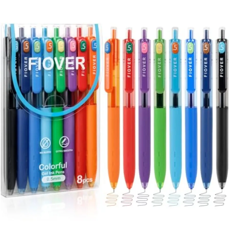 Colored Gel Pens, 8 Pack 0.5mm Quick Dry Fine Point Pens, Smooth Writing Colorful Gel Ink Pens for Journaling, Planner, Note Ta
Colored Gel Pens, 8 Pack 0.5mm Quick Dry Fine Point Pens, Smooth Writing Colorful Gel Ink Pens for Journaling, Planner, Note Ta