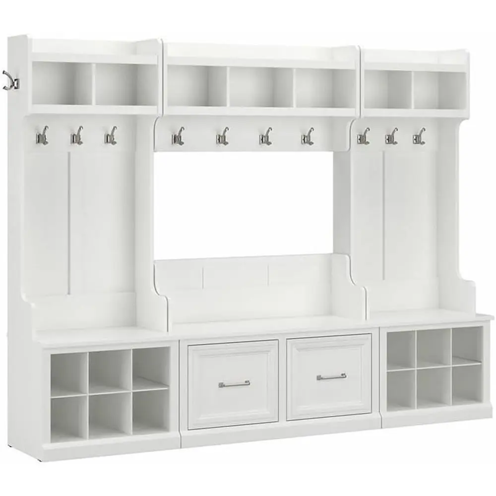 Woodland Style Entryway Storage Set with Coat Rack and Shoe Bench, Mudroom Organizer for Footwear and Clothing, White Ash Finish
Woodland Style Entryway Storage Set with Coat Rack and Shoe Bench, Mudroom Organizer for Footwear and Clothing, White Ash Finish