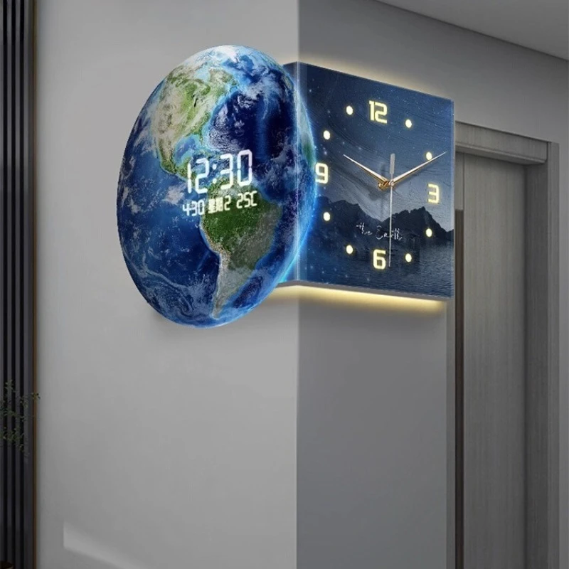 Earth Double Sided Corner Clock LED Wall Clock Modern Design Living Room Decoration Advanced Sense Wall Watch Home Wall Decor
Earth Double Sided Corner Clock LED Wall Clock Modern Design Living Room Decoration Advanced Sense Wall Watch Home Wall Decor