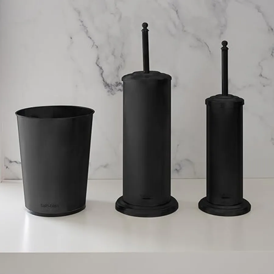 Trash Can, Toilet Brush and Plunger 3 Piece Bathroom Set in Matte Black
Trash Can, Toilet Brush and Plunger 3 Piece Bathroom Set in Matte Black