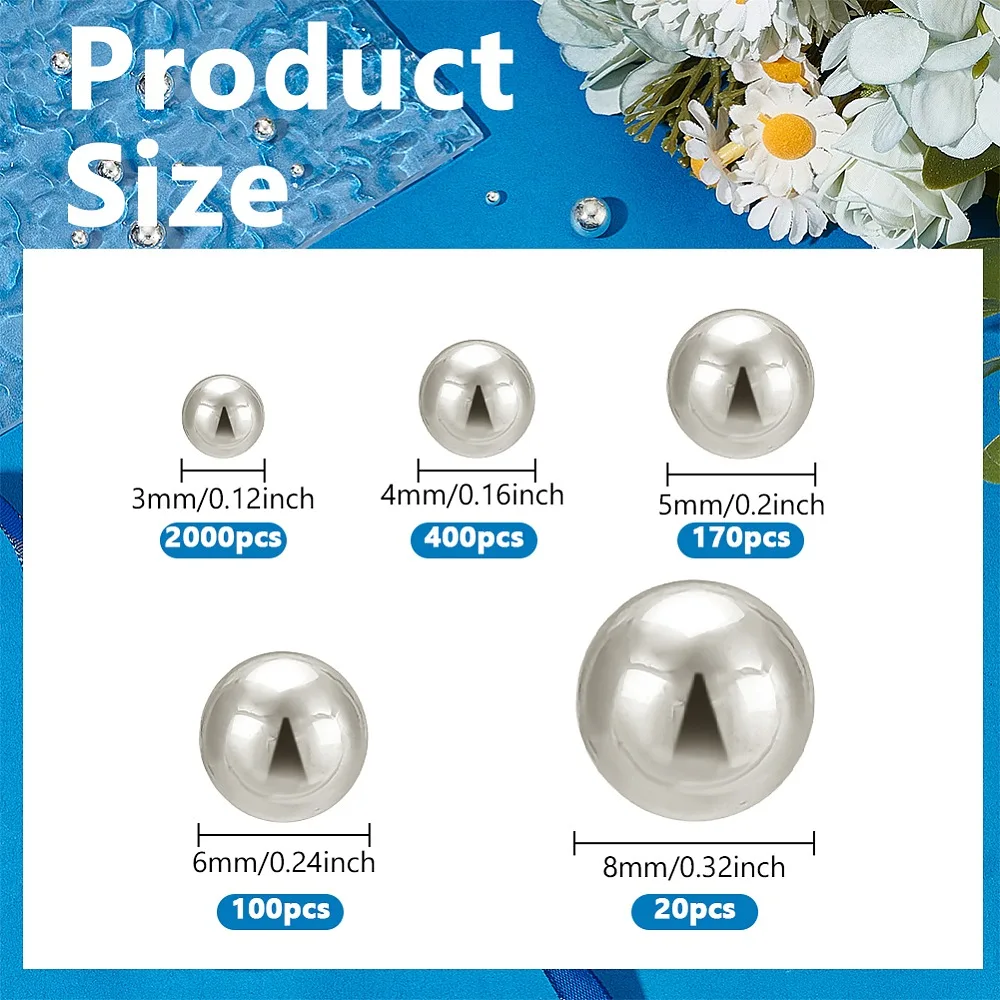 2720Pcs 5 Styles Plastic Beads No Hole/Undrilled Round Silver Plated 3~8mm
2720Pcs 5 Styles Plastic Beads No Hole/Undrilled Round Silver Plated 3~8mm