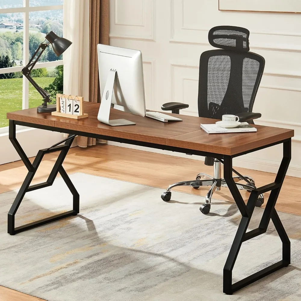 63-inch Desk, Large Home Office Desk With Engineered Wood Tabletop And Metal Frame, Rustic Desks
63-inch Desk, Large Home Office Desk With Engineered Wood Tabletop And Metal Frame, Rustic Desks