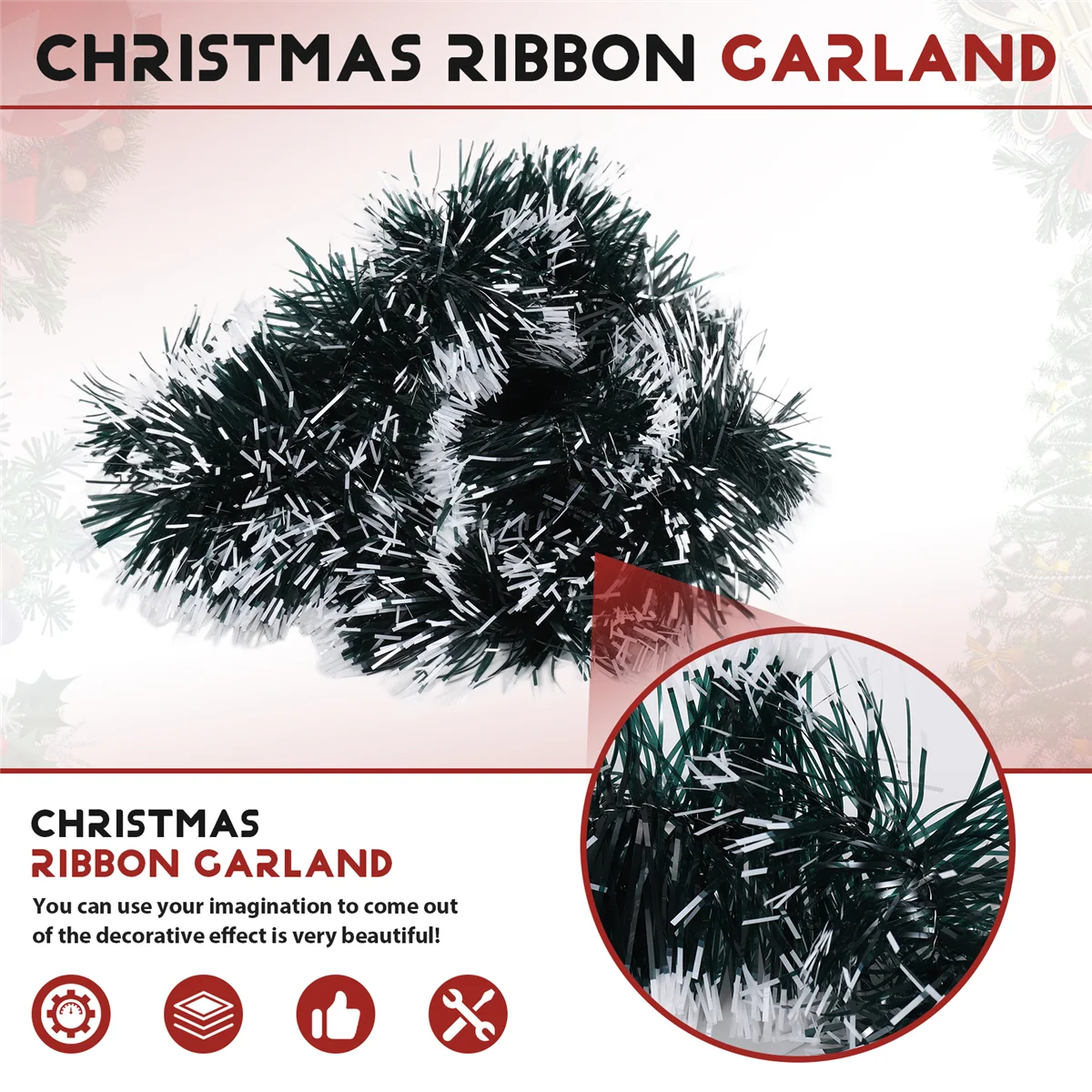 2M Christmas Eve Decoration Bar Tops Ribbon Garland Christmas Tree Kitchen Ornaments Party Decoration Prop-Red CX
2M Christmas Eve Decoration Bar Tops Ribbon Garland Christmas Tree Kitchen Ornaments Party Decoration Prop-Red CX