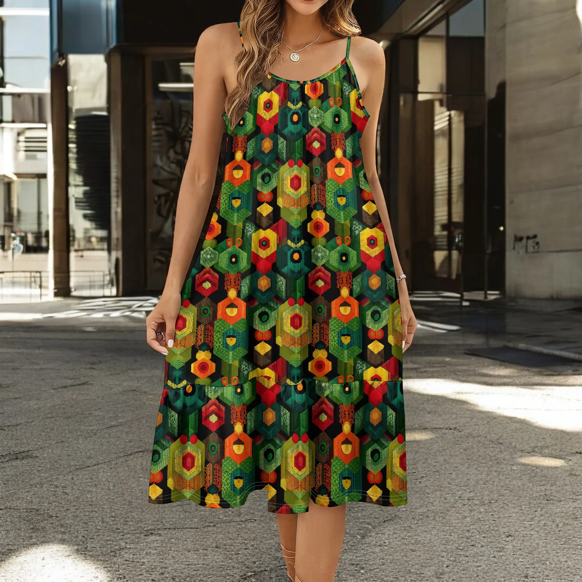 Women's African Geometric Print Dress Boho Floral Sleeveless Summer A-Line Midi Dress for Vacation & Festival
Women's African Geometric Print Dress Boho Floral Sleeveless Summer A-Line Midi Dress for Vacation & Festival