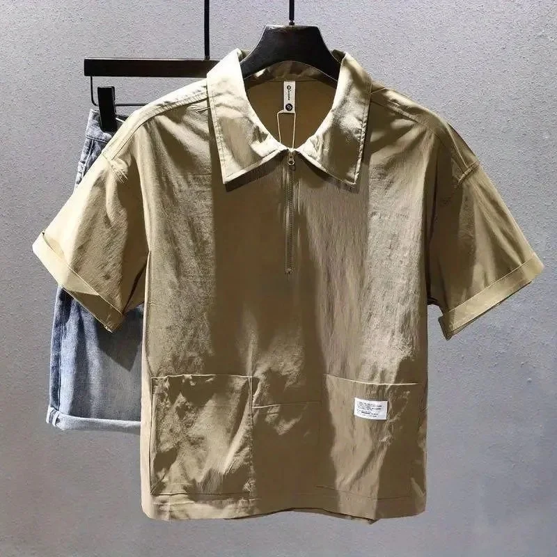 Summer Men's Loose Fit Zippered ort Sve irt Casual Turn-down Collar T-irt Workwear Sli Top Ice Sensation
Summer Men's Loose Fit Zippered ort Sve irt Casual Turn-down Collar T-irt Workwear Sli Top Ice Sensation