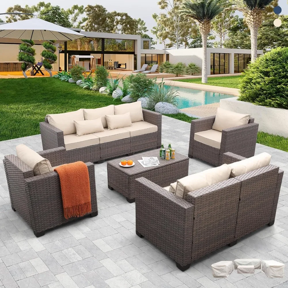 5 Pieces Outdoor Furniture, Chairs and Couch Storage Table Anti-Slip Cushions and Waterproof Covers,Wicker Patio Furniture Set
5 Pieces Outdoor Furniture, Chairs and Couch Storage Table Anti-Slip Cushions and Waterproof Covers,Wicker Patio Furniture Set