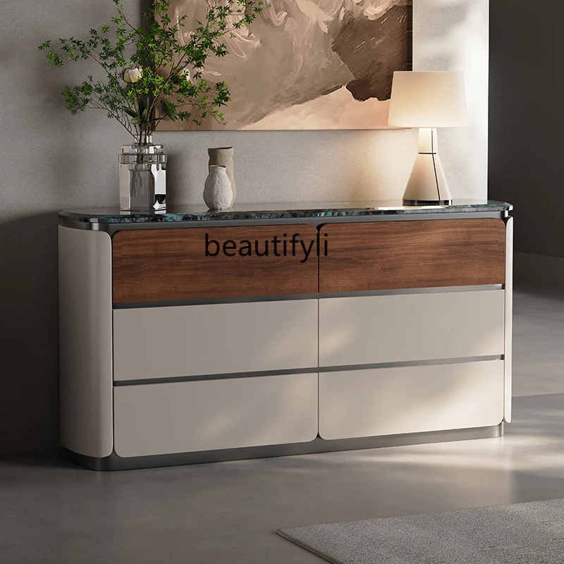 Minimalist light luxury six-chest cabinet leather veneer storage marble side cabinet
Minimalist light luxury six-chest cabinet leather veneer storage marble side cabinet