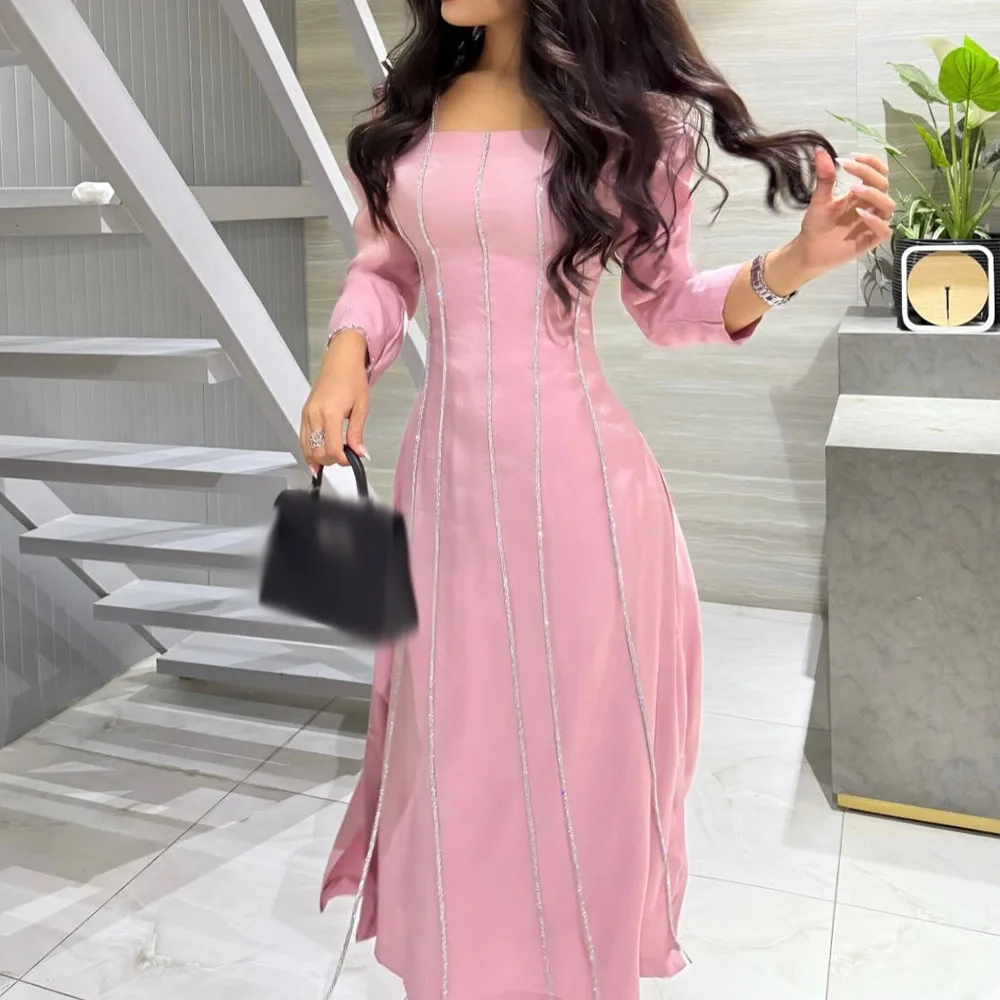Customized A-Line Prom Dresses Tea-Length Square Collar Full Sleeve Evening Gown Fashion Sequined Simple Draped Party Gown
Customized A-Line Prom Dresses Tea-Length Square Collar Full Sleeve Evening Gown Fashion Sequined Simple Draped Party Gown