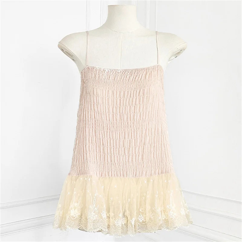 Women's vest New lace patchwork suspender sleeveless top for summer 2026 Sexy backless tanks top y2k pleated slim fit T-shirt
Women's vest New lace patchwork suspender sleeveless top for summer 2026 Sexy backless tanks top y2k pleated slim fit T-shirt