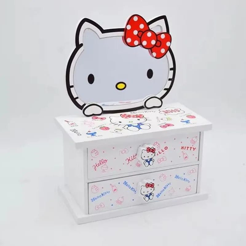 Sanrio деревянная белая шкатулка для драгоценностей Hello Kitty, съемная зеркальная шкатулка для хранения ювелирных изделий, стеллаж для хранения большой емкости, украшение для рабочего стола
Sanrio деревянная белая шкатулка для драгоценностей Hello Kitty, съемная зеркальная шкатулка для хранения ювелирных изделий, стеллаж для хранения большой емкости, украшение для рабочего стола