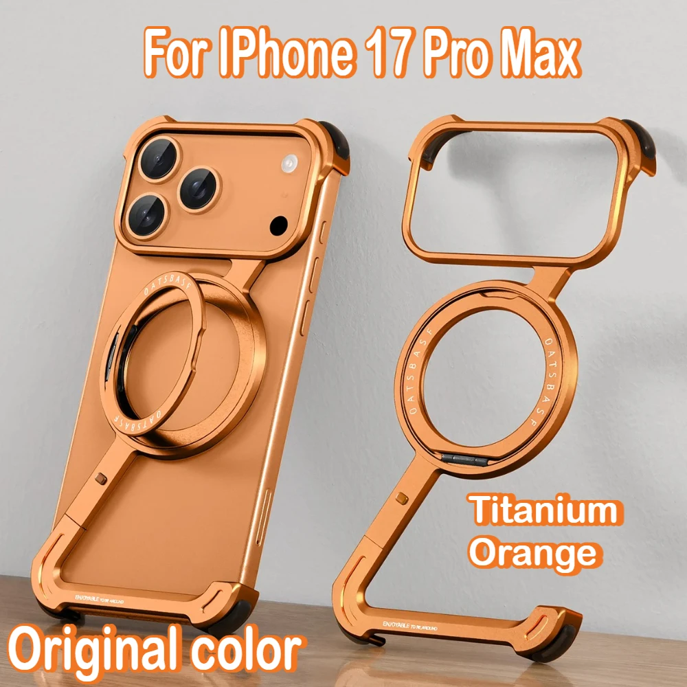 Титановый оранжевый чехол для Magsafe для iPhone 17 Pro Max Air с 360° ° Вращающаяся подставка, металлическая безрамная защитная противоударная крышка
Титановый оранжевый чехол для Magsafe для iPhone 17 Pro Max Air с 360° ° Вращающаяся подставка, металлическая безрамная защитная противоударная крышка