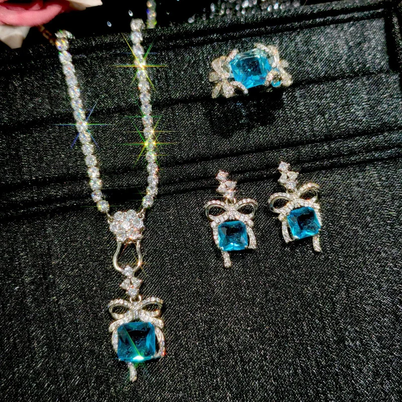 Moonlight Butterfly Dance Bow Fairy Sea Blue Accessories Light Luxury High-end Open Ring Women's Earrings Pendant Set
Moonlight Butterfly Dance Bow Fairy Sea Blue Accessories Light Luxury High-end Open Ring Women's Earrings Pendant Set