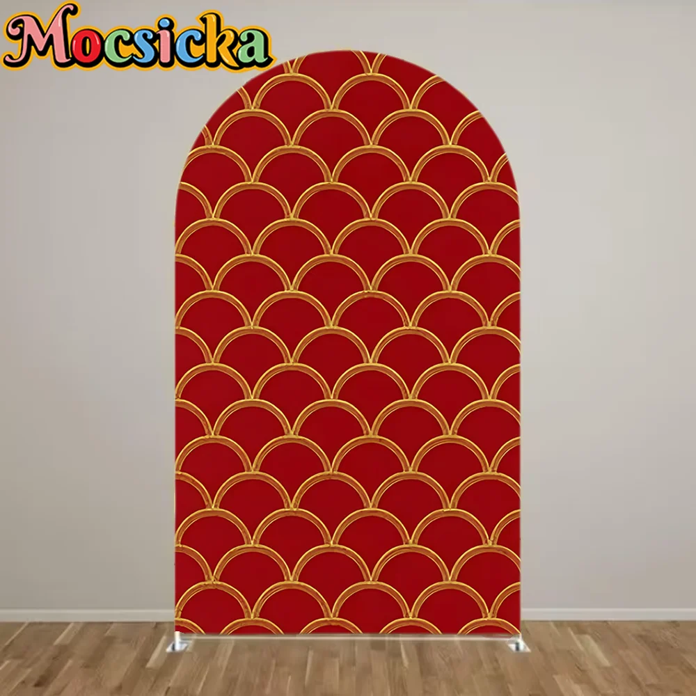 Mocsicka Red Gold Scale Arch Backdrop Cover Arched Fabric Backdrop for Wedding Birthday Party Event Photo Booth Decoration
Mocsicka Red Gold Scale Arch Backdrop Cover Arched Fabric Backdrop for Wedding Birthday Party Event Photo Booth Decoration