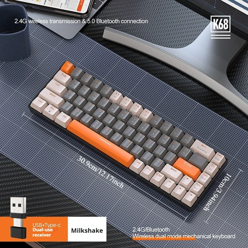 Wireless Mechanical Keyboard Bluetooth 5.0/2.4Ghz Dual Mode 2-in-1 USB-C Receiver Keyboard K68 60% PC PS4 Xbox Office Supplies
Wireless Mechanical Keyboard Bluetooth 5.0/2.4Ghz Dual Mode 2-in-1 USB-C Receiver Keyboard K68 60% PC PS4 Xbox Office Supplies
