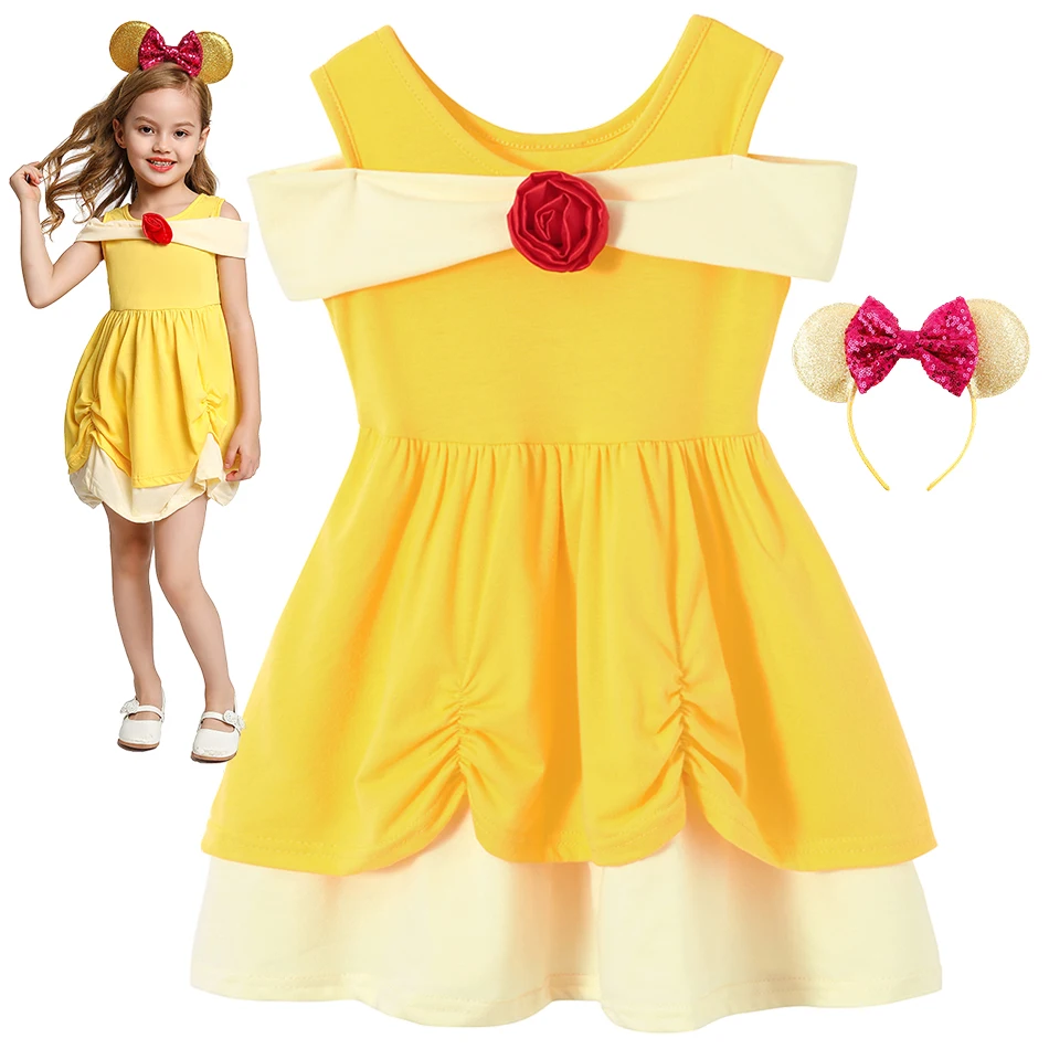 Girls Princess Costume Yellow Off Shoulder Dress Kids Cosplay Belle Summer Casual Dress Halloween Party Outfit
Girls Princess Costume Yellow Off Shoulder Dress Kids Cosplay Belle Summer Casual Dress Halloween Party Outfit