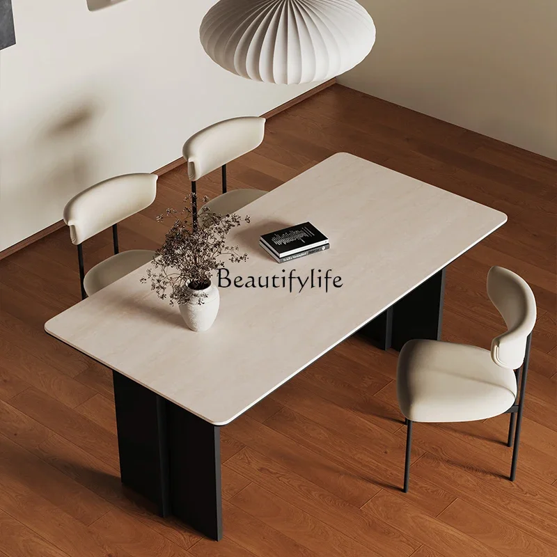 Travertine rock slab simple medieval rectangular table minimalist Italian anti-seepage and anti-scalding dining table
Travertine rock slab simple medieval rectangular table minimalist Italian anti-seepage and anti-scalding dining table