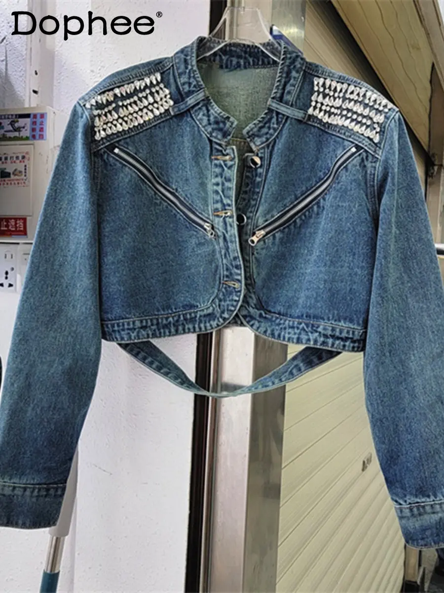 2023 Spring New Fashion Retro Diamonds High Waist Short Denim Jacket for Women High Street Lace-Up Zip Design Jeans Jacket Coats
2023 Spring New Fashion Retro Diamonds High Waist Short Denim Jacket for Women High Street Lace-Up Zip Design Jeans Jacket Coats