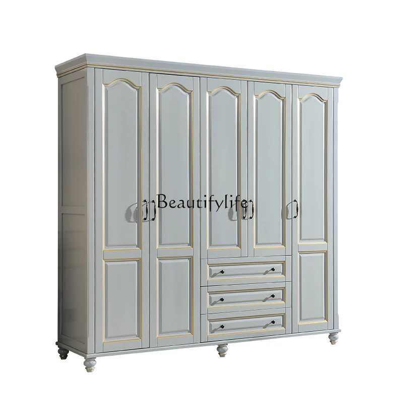 American solid wood light luxury wardrobe premium gray folio four doors 5 doors large wardrobe
American solid wood light luxury wardrobe premium gray folio four doors 5 doors large wardrobe