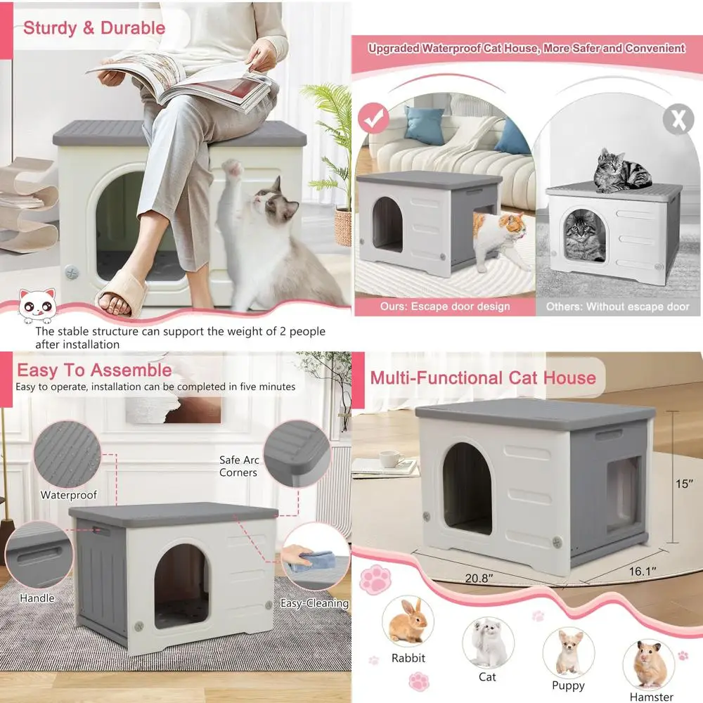 Серый базовый водонепроницаемый домик для кошек (для использования в помещении/на улице) с простой сборкой для нескольких кошек
Серый базовый водонепроницаемый домик для кошек (для использования в помещении/на улице) с простой сборкой для нескольких кошек