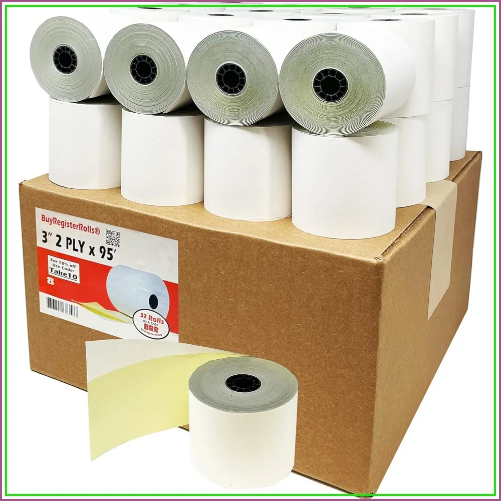 32 Rolls 2-Ply Carbonless Receipt Paper 3"x95' White/Yellow for POS Cash Register
32 Rolls 2-Ply Carbonless Receipt Paper 3"x95' White/Yellow for POS Cash Register