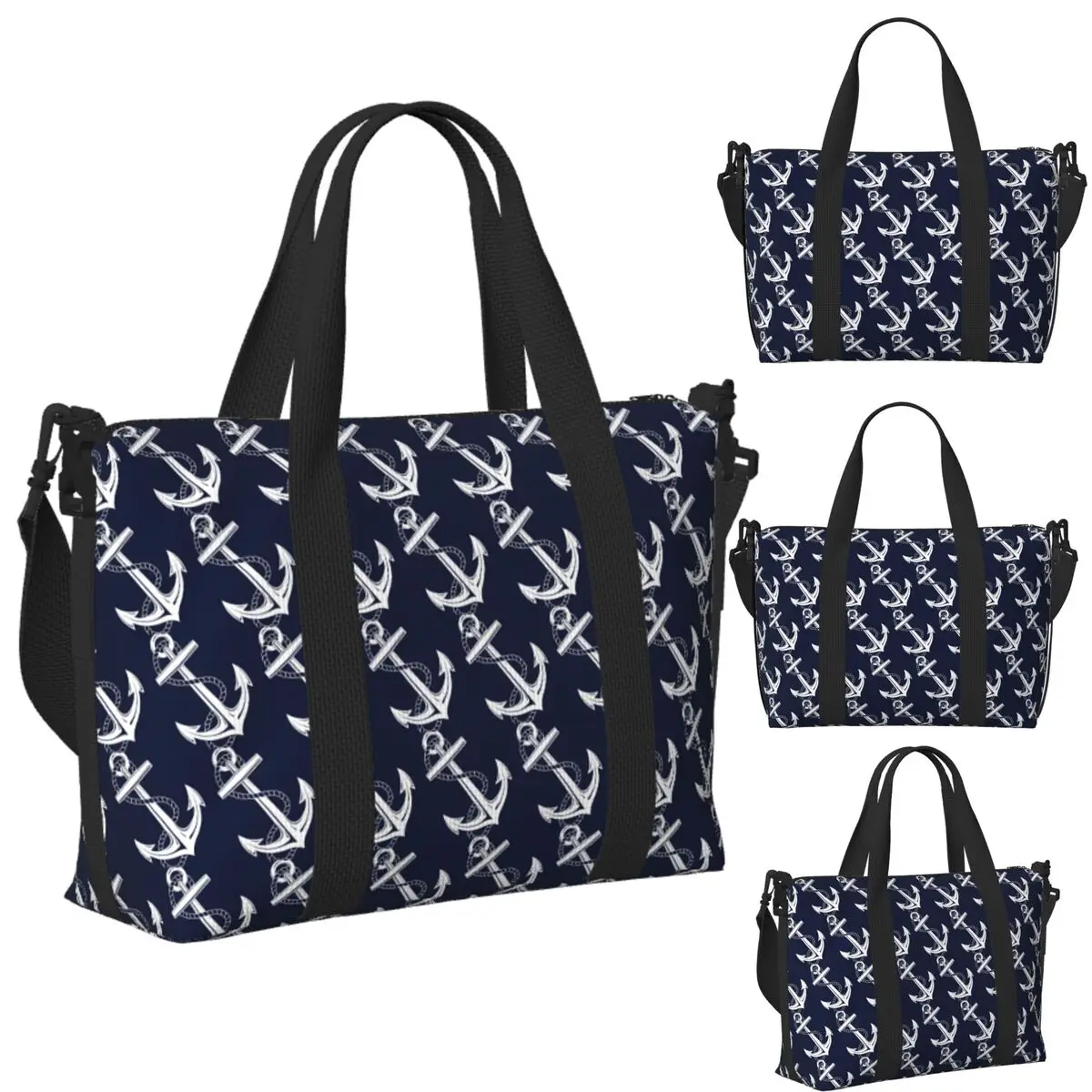 Custom Anchor Nautical White & Navy Beach Travel Bag Large Capacity Tote Bags for Gym Sport Women Shopping Duffle Shoulder Bag
Custom Anchor Nautical White & Navy Beach Travel Bag Large Capacity Tote Bags for Gym Sport Women Shopping Duffle Shoulder Bag